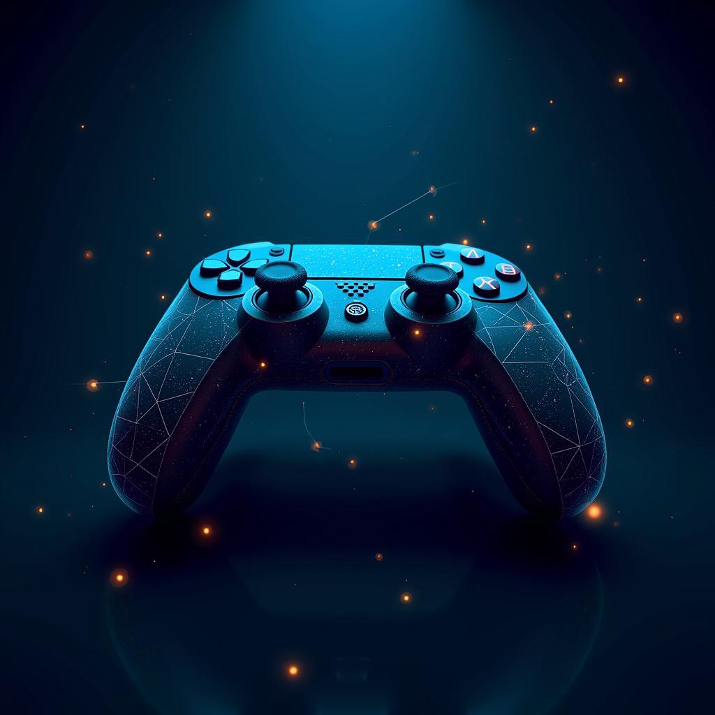 Blockchain technology integrated into a video game controller, representing the impact of emerging technologies on gaming