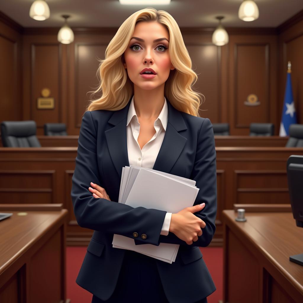 Lawyer Character in Courtroom Setting