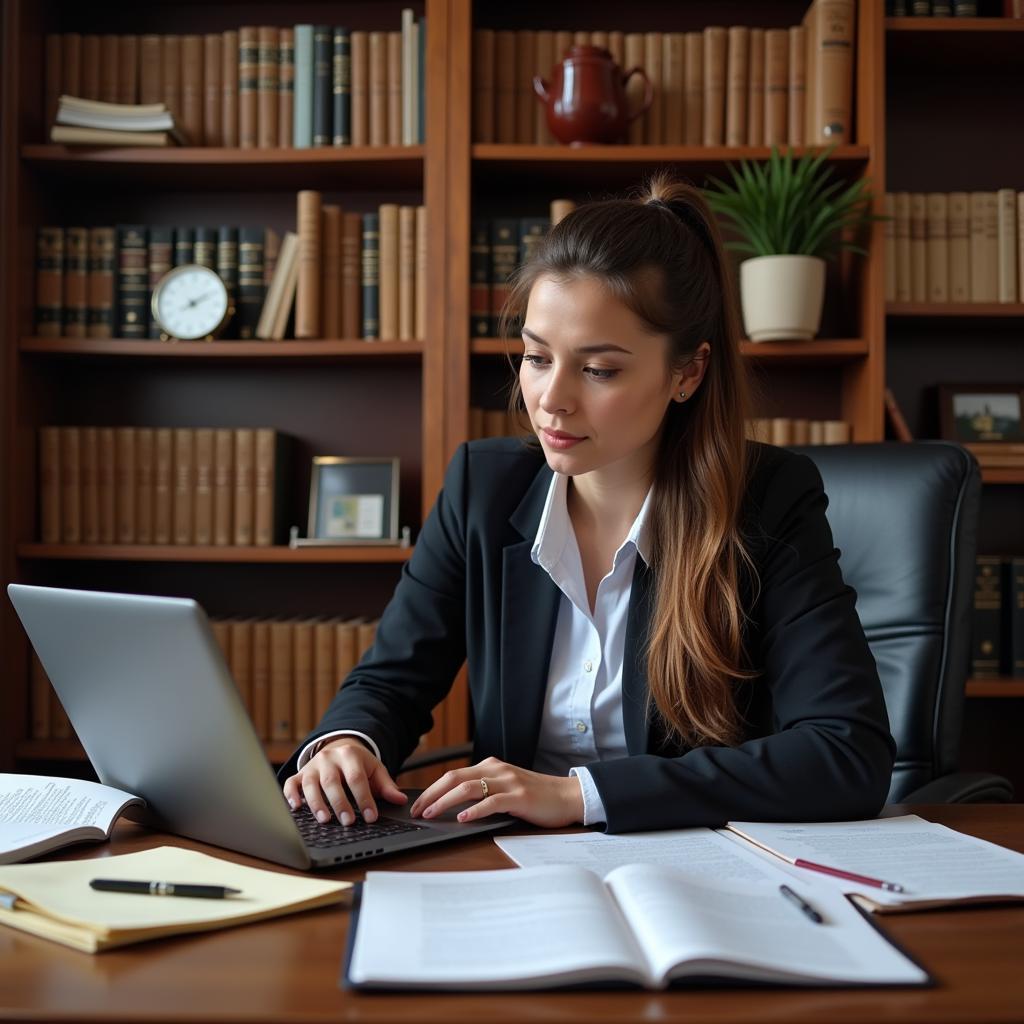 Legal Counsel working on a computer