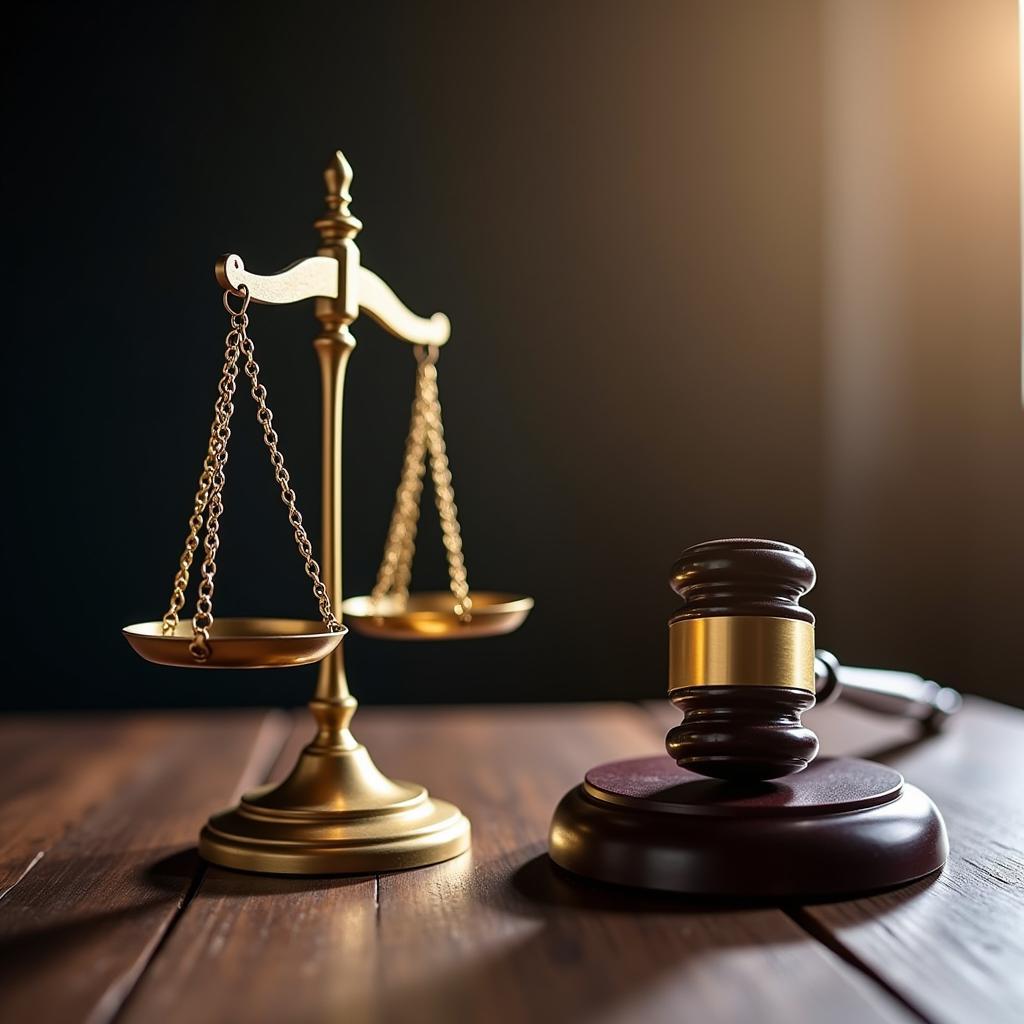 Scales of justice and gavel