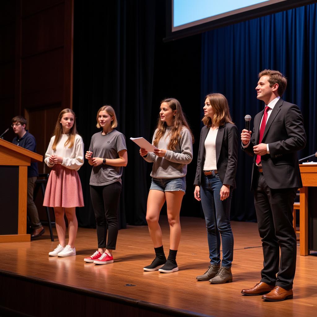 Students participating in a legal competition