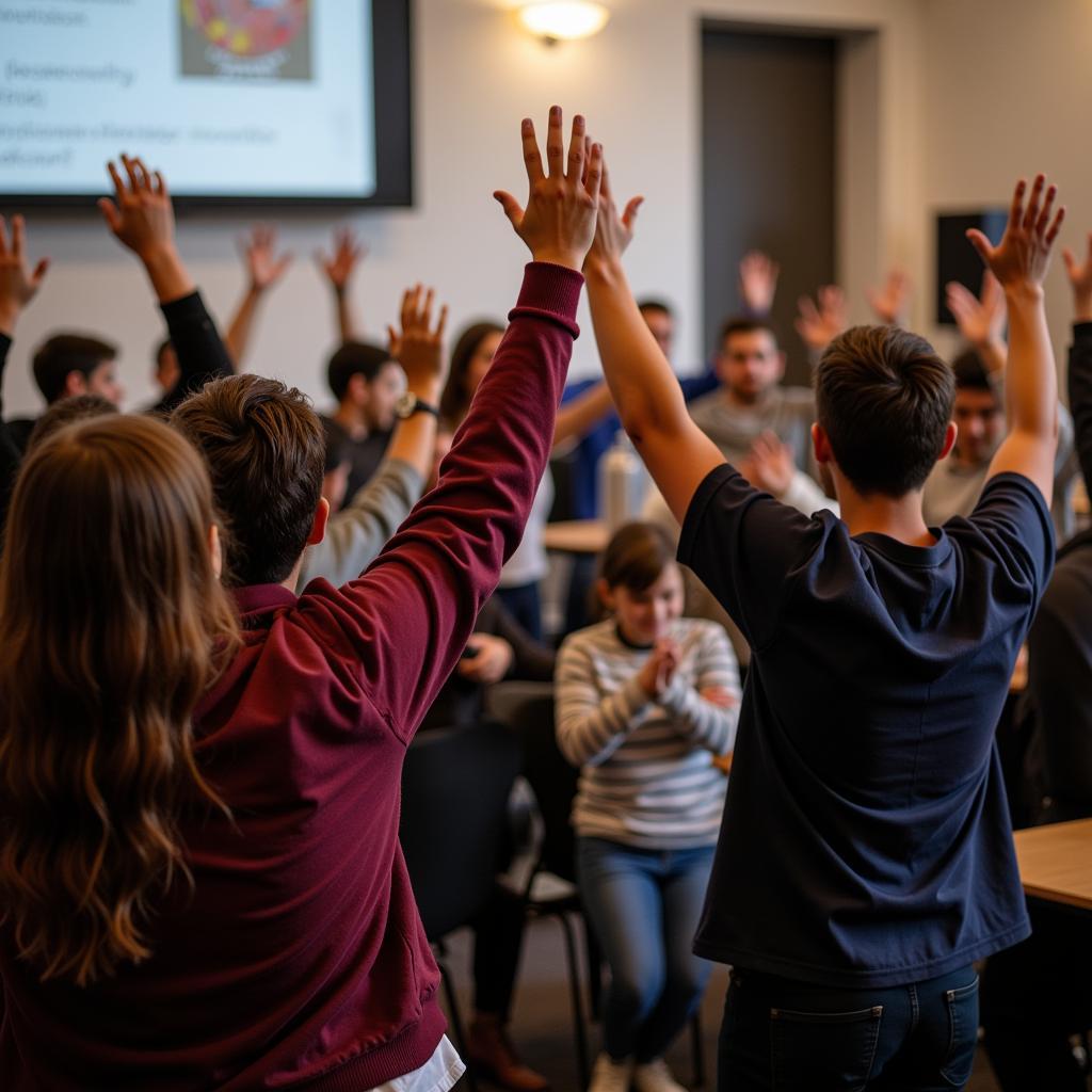 Students participating in a legal knowledge competition