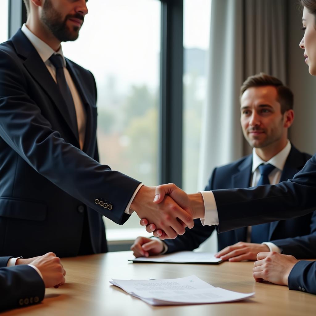 Lawyer and client shaking hands