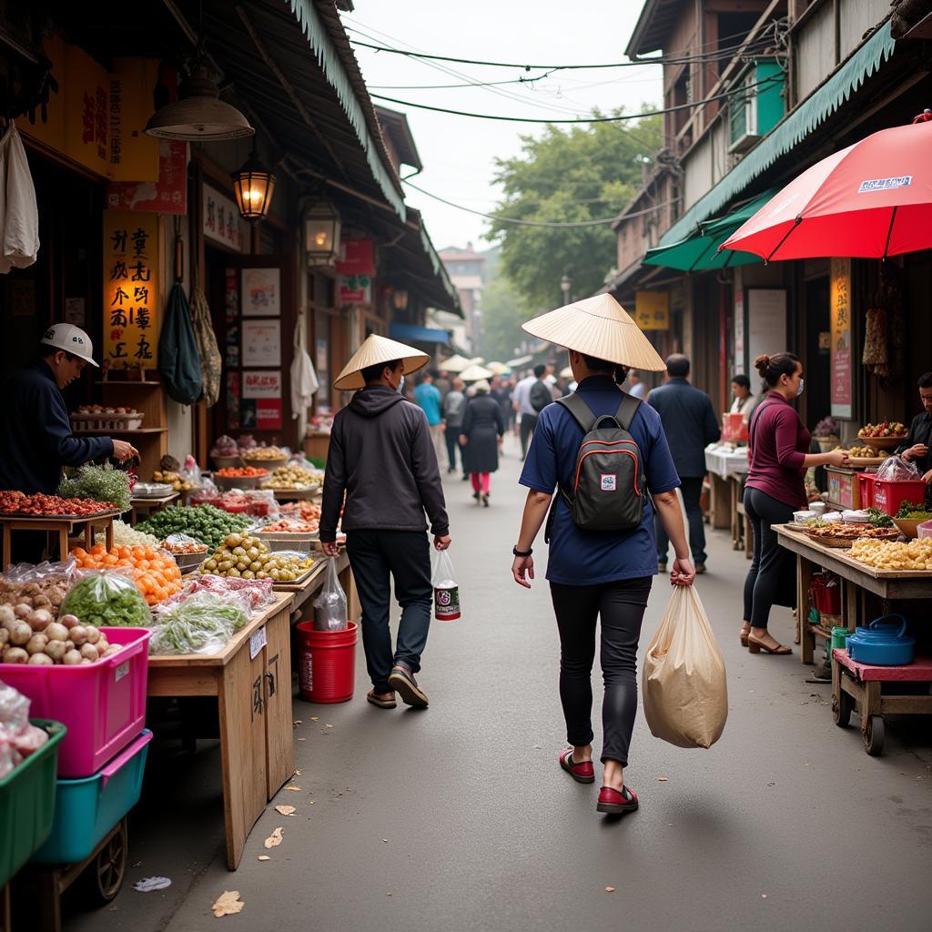 Hình ảnh người bán hàng tại chợ truyền thống