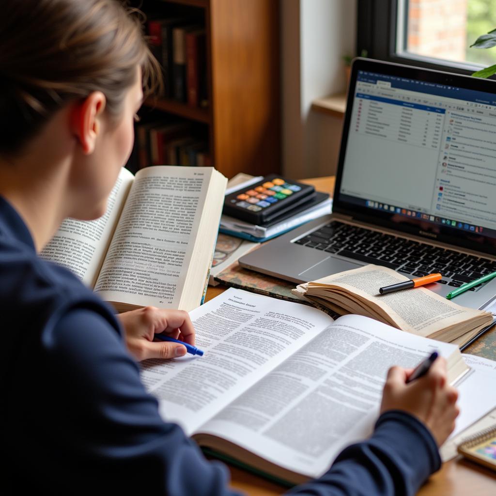 Student preparing for a law exam