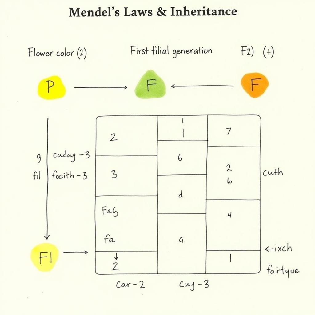 Minh họa về quy luật di truyền Mendel