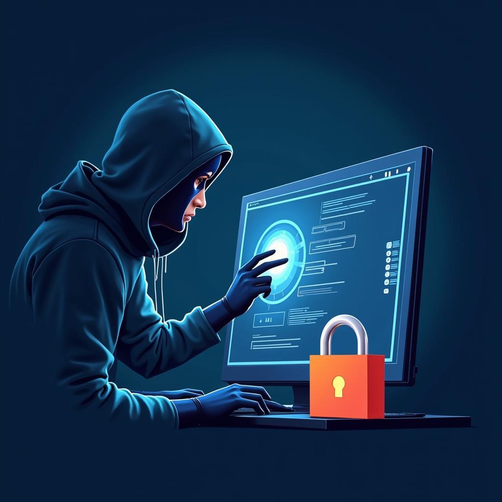 Tấn công mạng và biện pháp phòng chống: Hình minh họa hacker tấn công máy tính và tường lửa bảo vệ.