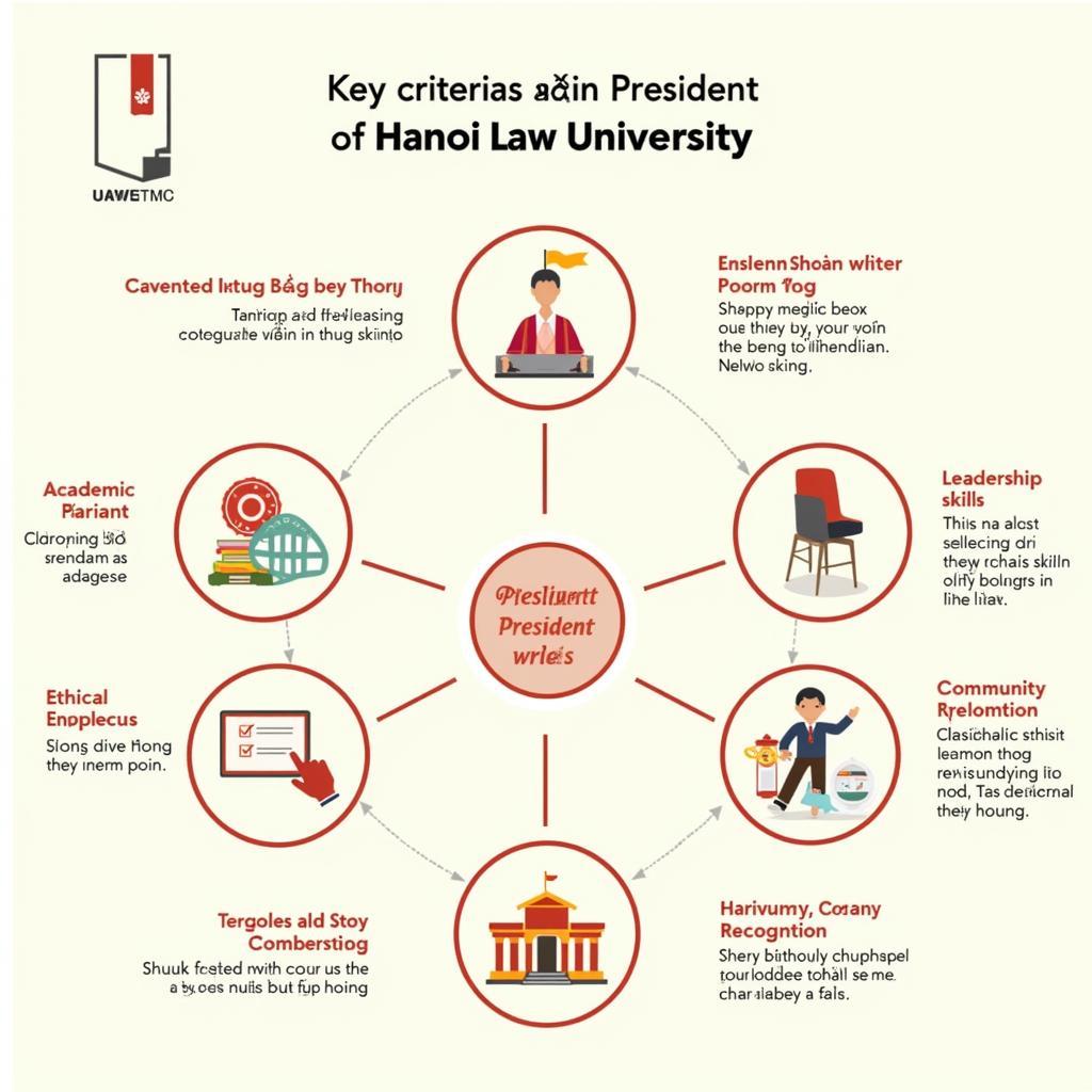 Infographic minh họa các tiêu chí bổ nhiệm hiệu trưởng Đại học Luật Hà Nội