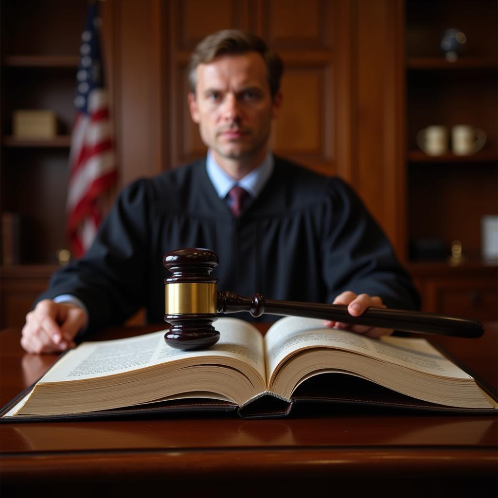 Courtroom and law books