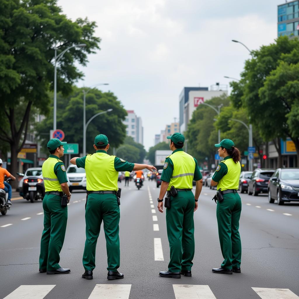 Cảnh sát giao thông đang xử lý vi phạm