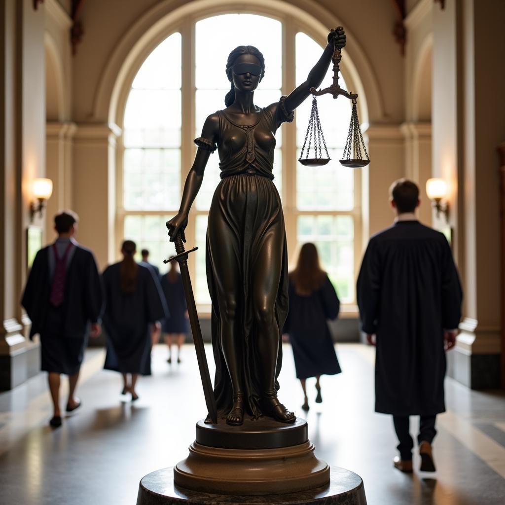 Bức tượng Nữ Thần Justitia trong nhà thờ đại học luật