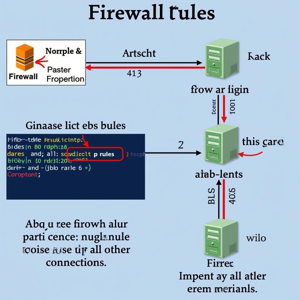 Cấu hình luật firewall cho phép truy cập web (cổng 80 và 443) từ bất kỳ địa chỉ IP nào và chặn tất cả các kết nối khác.