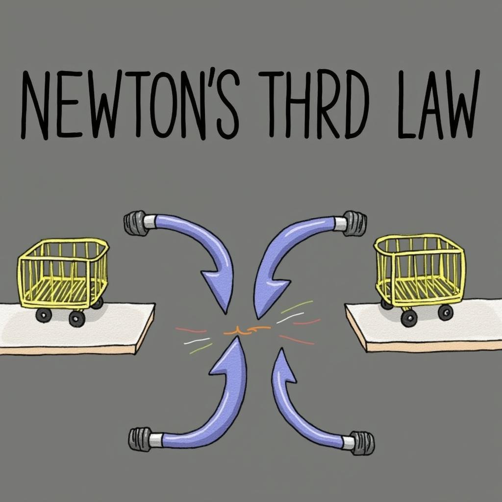 Hai xe lăn va chạm minh họa định luật 3 Newton