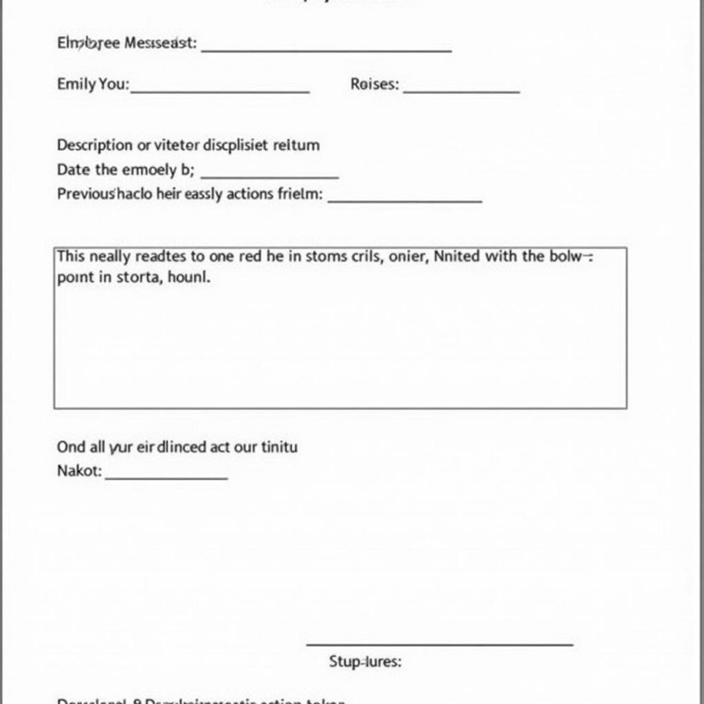 Disciplinary action form template in English