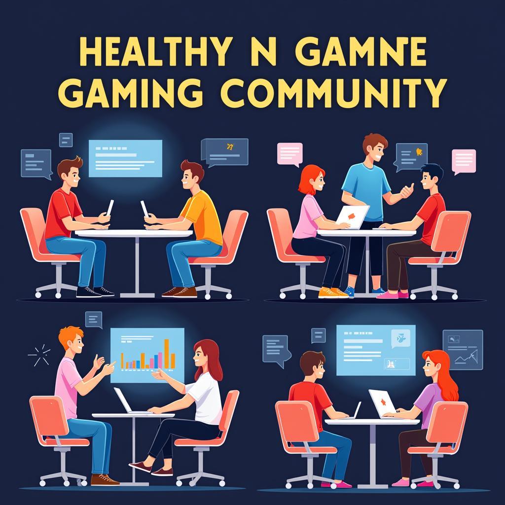 Môi trường game lành mạnh: Hình ảnh minh họa cộng đồng game thủ văn minh, tích cực.