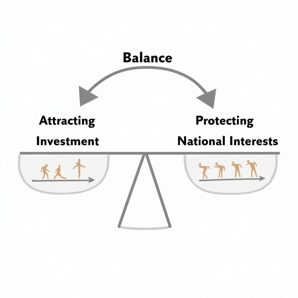 Thách thức và cơ hội của luật đặc khu: Hình ảnh biểu đồ thể hiện sự cân bằng giữa thu hút đầu tư và bảo vệ lợi ích quốc gia, minh họa cho những thách thức và cơ hội khi xây dựng luật đặc khu.