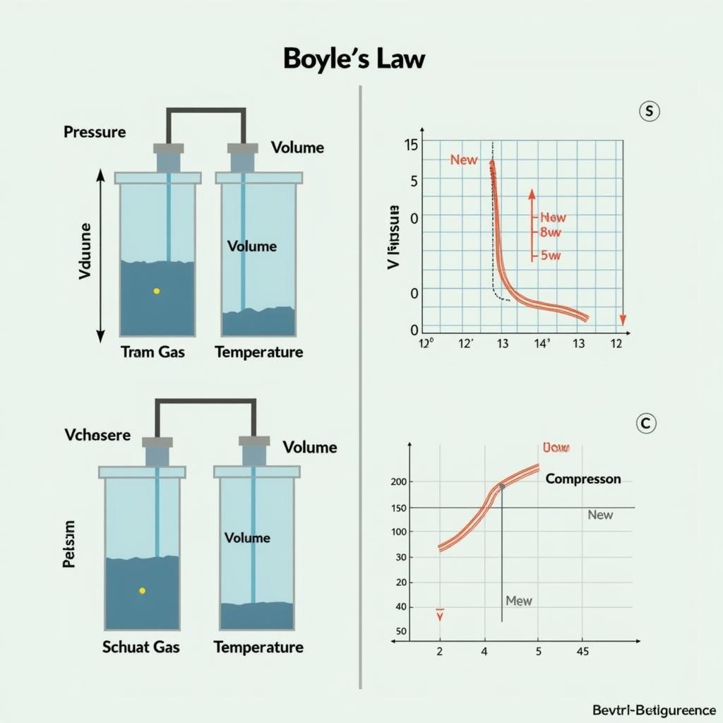 Minh họa mối quan hệ giữa áp suất và thể tích trong định luật Boilo Mariot