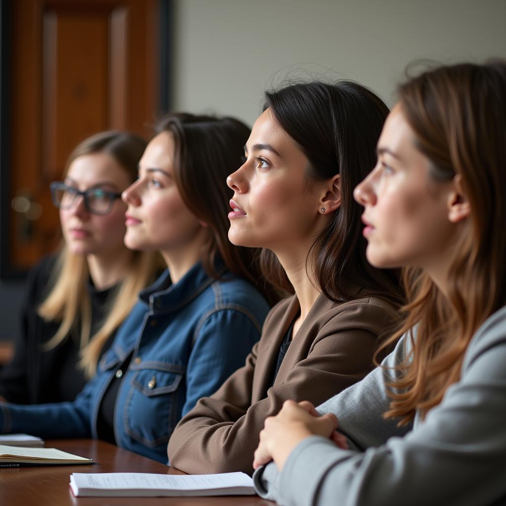 Học sinh đang chăm chú nghe giảng về luật pháp tại trường học