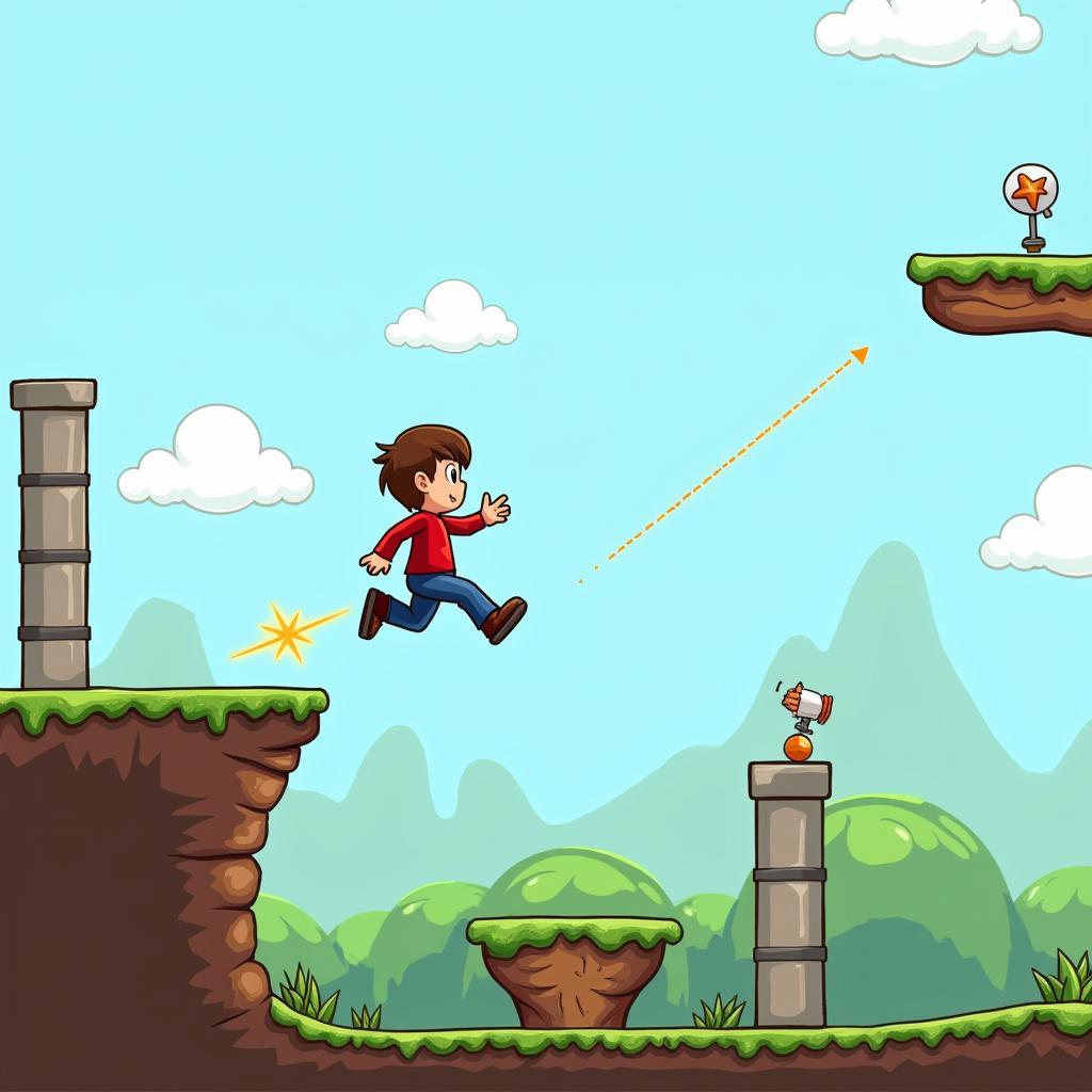 Minh họa định luật tác dụng phản tác dụng trong game platformer