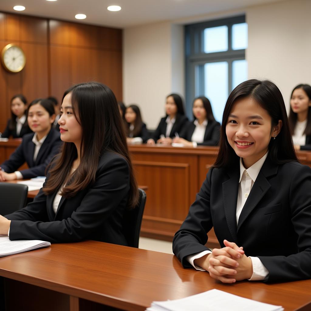 Các khoa đại học luật Hà Nội - Sinh viên tham gia moot phiên tòa giả định