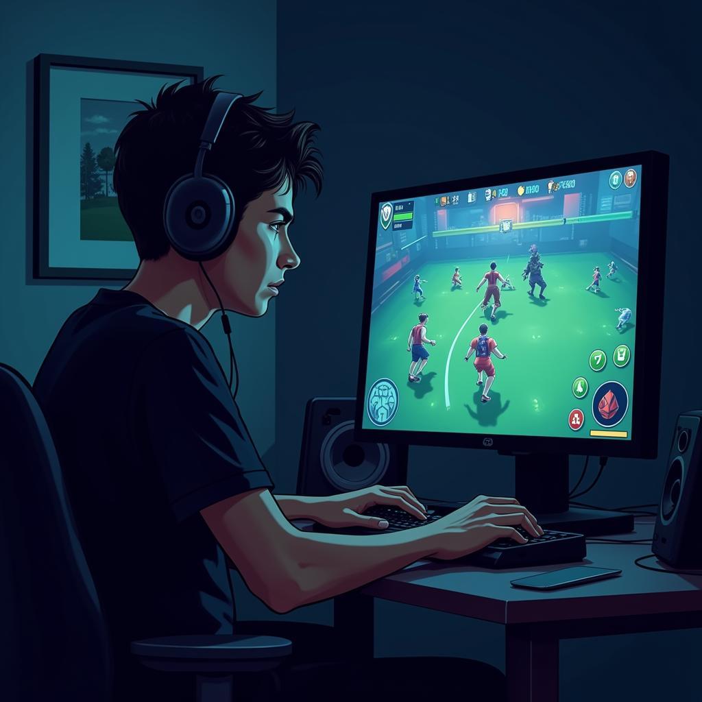 Gian lận trong game online: Hình ảnh minh họa một người chơi game đang sử dụng phần mềm hack để gian lận trong một trò chơi trực tuyến.