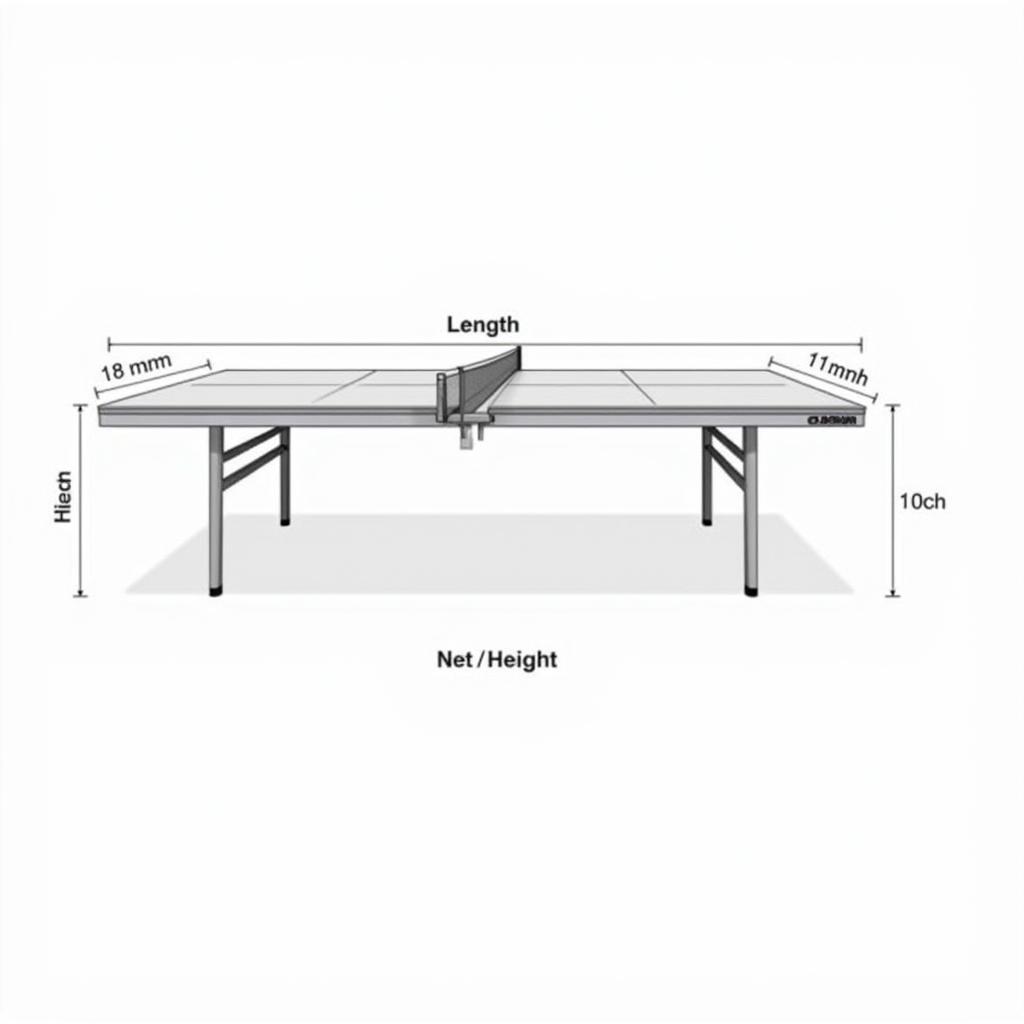 Kích thước bàn bóng bàn tiêu chuẩn