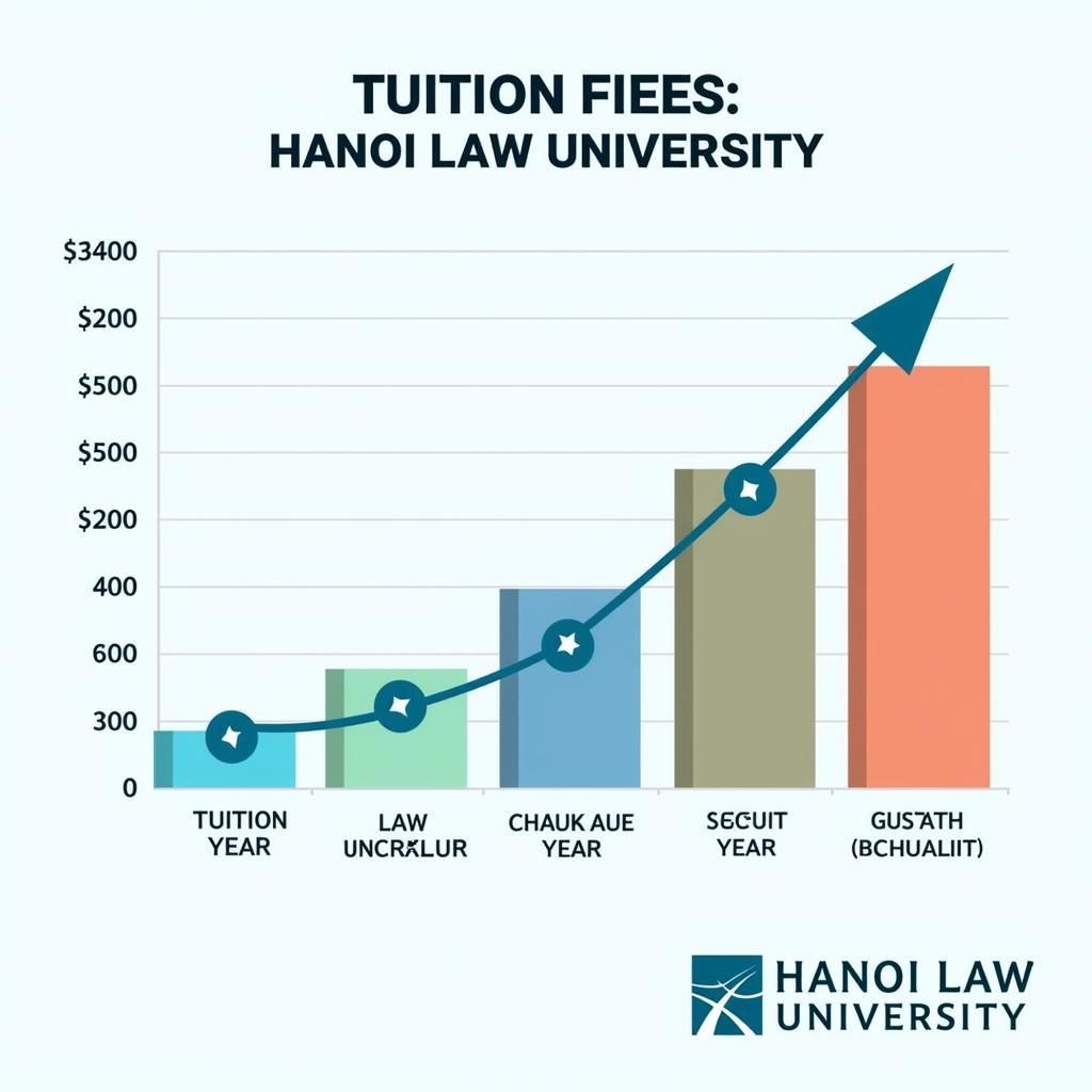 Học phí Đại học Luật Hà Nội: Biểu đồ minh họa mức học phí theo từng năm.